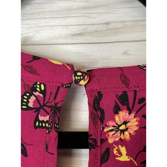 Torrid Dress Womens 1X Magenta Floral Butterfly Print Sleeveless Midi Rayon - Picture 10 of 10